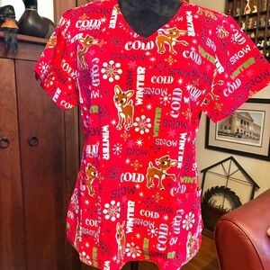 "Classic Media-Rudolph the Red Nosed Reindeer" scrub top, M, EUC